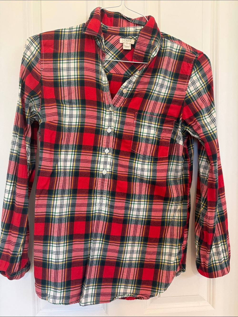 3/$20 J. Crew Red, Green and White Plaid Button-Down Shirt